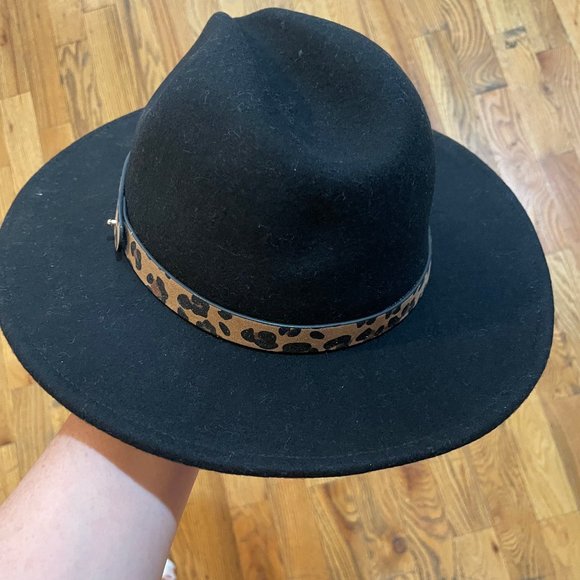 Animal Print Haircalf Trim Felt Fedora | LOFT main image 5